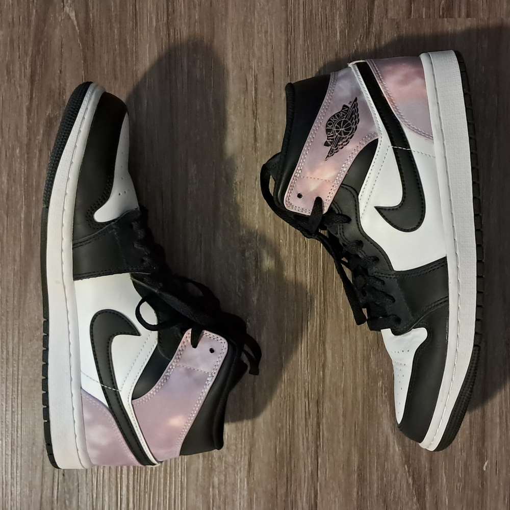 Nike Air Jordan 1 Mid Black and Pink Tye Die Sneakers